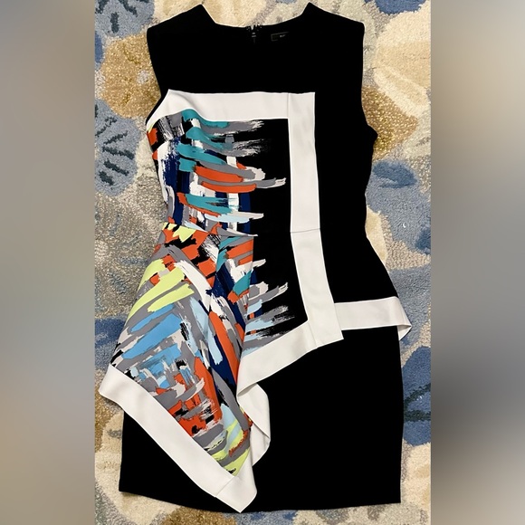 BCBGMaxAzria Sleeveless Alessandra Asymmetrical Handkerchief Peplum Mini Dress - Picture 7 of 10